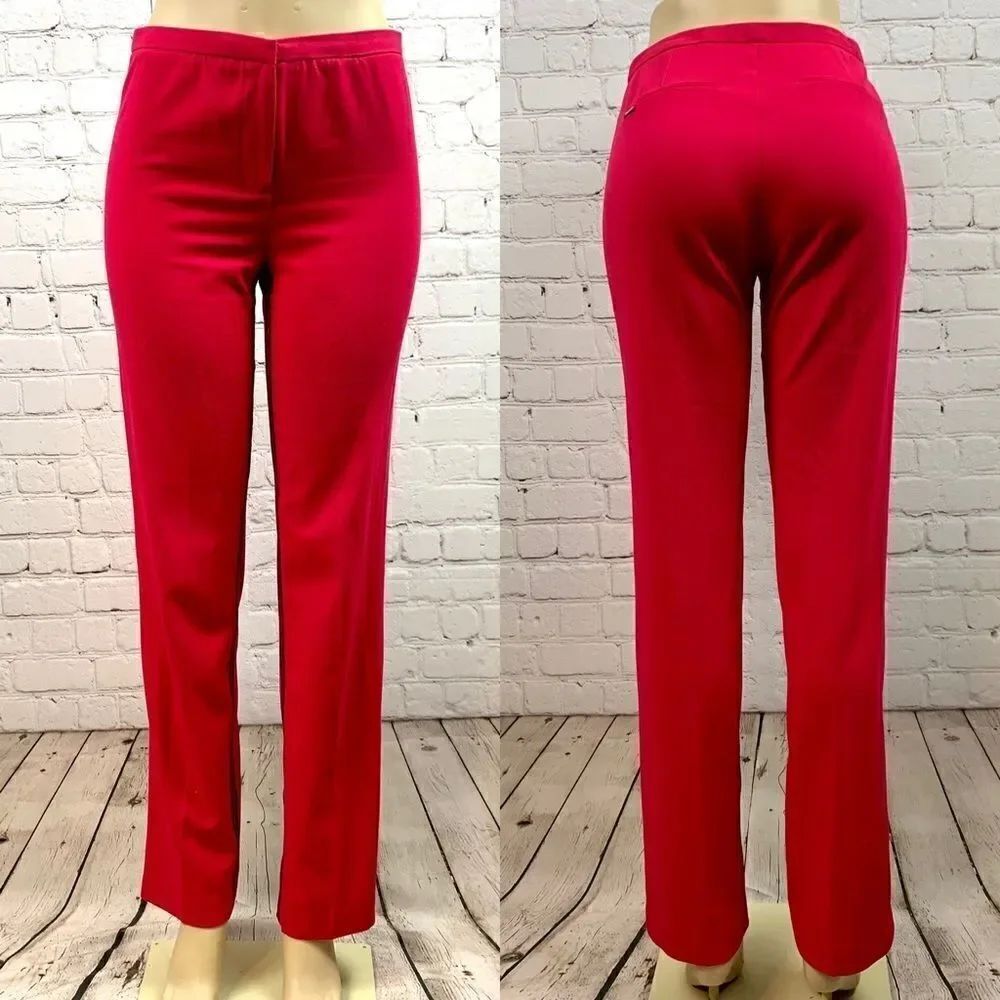 TAHARI Theora Berry Red Tuxedo Stripe Trouser Pant